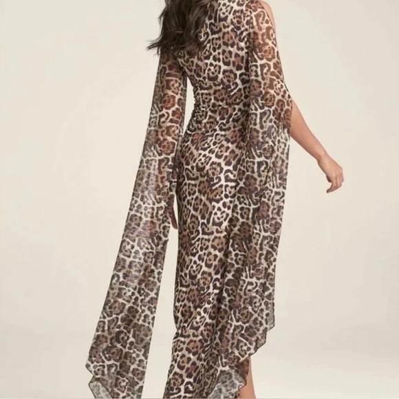 VENUS Brown Leopard Animal Print Party Cocktail Wrap Maxi Dress size M - Picture 7 of 11